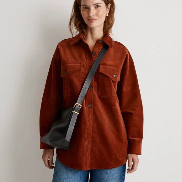 Madewell Corduroy Twill Oversized Shirt Jacket In Orange Size M NWT - Picture 3 of 15